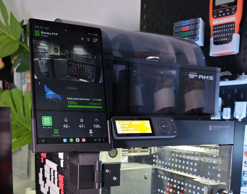 Samsung Galaxy Tab S7 Lite SM-T 220/225 Bambulab P1P Pegboard Mount - Image 1