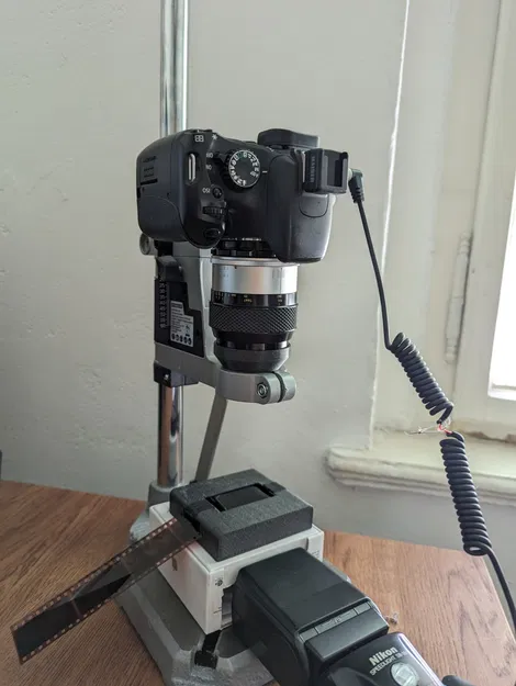 Bộ chuyển đổi máy khoan LIDL cho ống kính macro Nikkor 55mm F3.5 để quét màng DSLR - Image 1