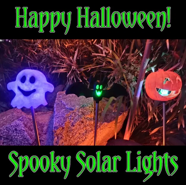 Halloween Yard Solar RGB LED Toppers (Ghost, Bat và Jack-O-Lantern) - Image 1