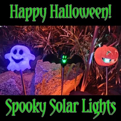 Halloween Yard Solar RGB LED Toppers (Ghost, Bat và Jack-O-Lantern)