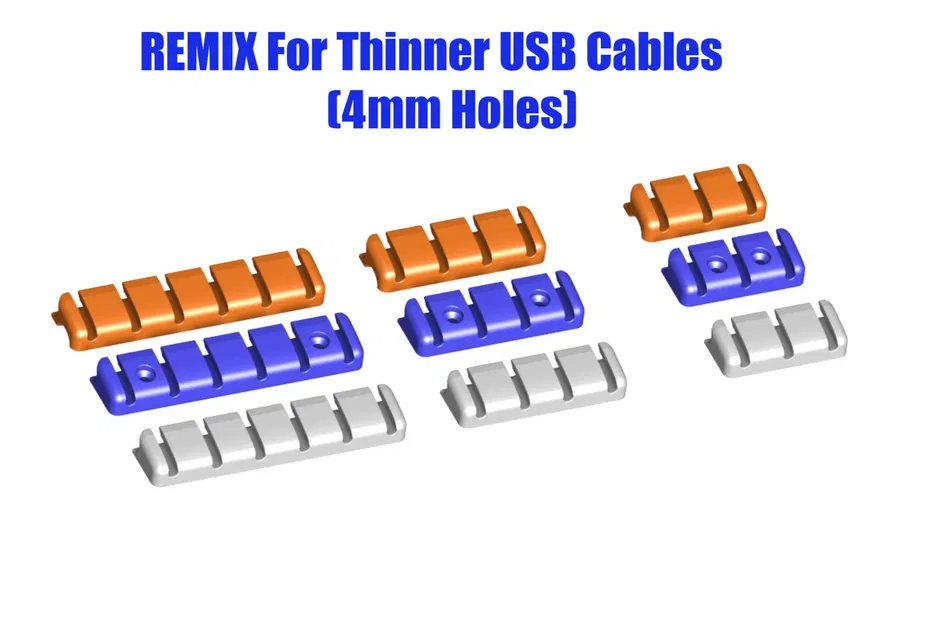 Bộ tổ chức cáp USB (vít gắn hoặc sử dụng dải lệnh) - Kích thước Muliple (phối lại cho cáp mỏng hơn) - Image 1