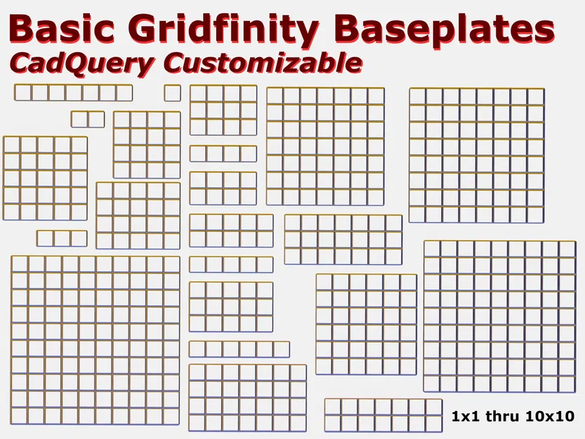 GRIDFINITY BASEPLATE (CadQuery có thể tùy chỉnh) - Image 1