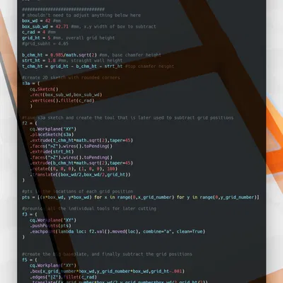 GRIDFINITY BASEPLATE (CadQuery có thể tùy chỉnh)