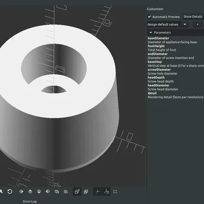 Chân cao su điều chỉnh kích thước với mã nguồn OpenSCAD