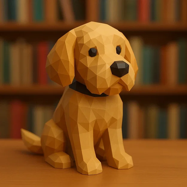 Chó vàng doodle phong cách low poly dễ thương - Image 1