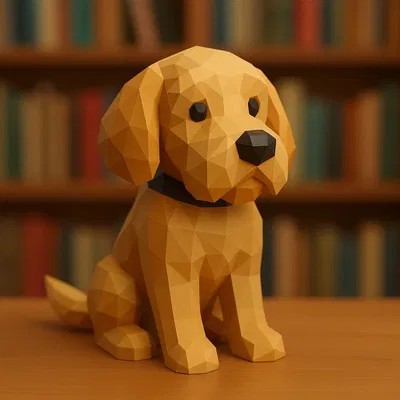 Chó vàng doodle phong cách low poly dễ thương
