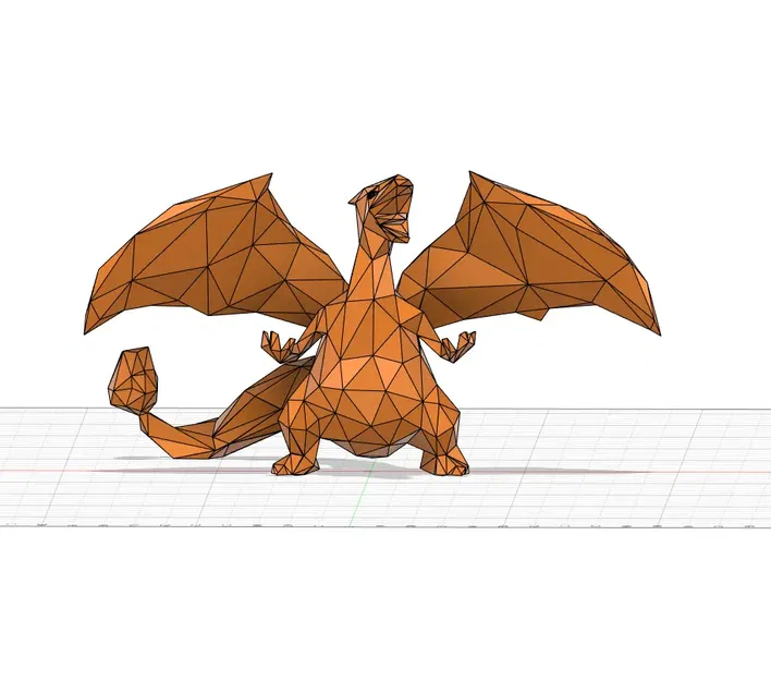 Charizard phong cách low poly độc đáo và dễ thương - Image 1