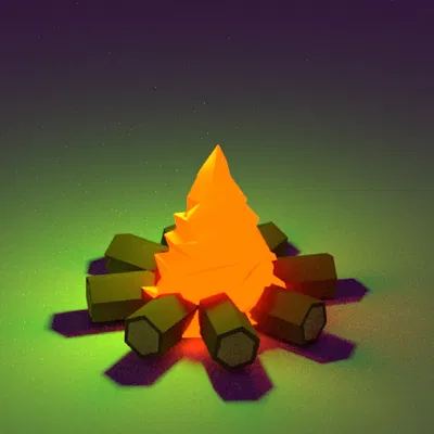 Lửa trại lowpoly dành cho trang trí nội thất