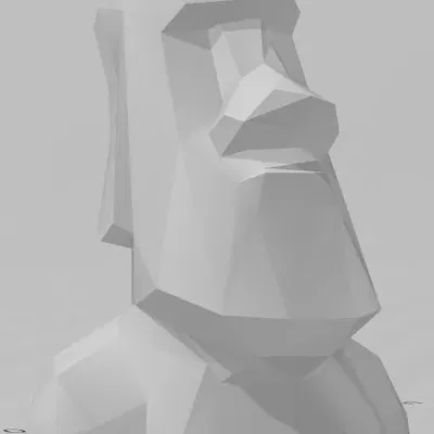 Tượng Moai phong cách low poly với giường phẳng