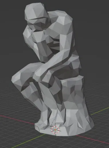 Tượng suy tư low poly với thiết kế phẳng - Image 1