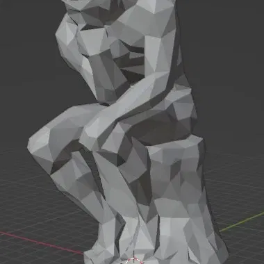 Tượng suy tư low poly với thiết kế phẳng