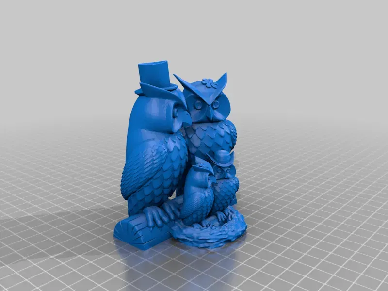 Gia đình cú mèo dễ thương in 3D - Image 1