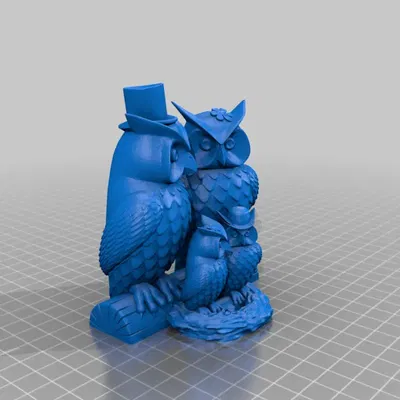 Gia đình cú mèo dễ thương in 3D