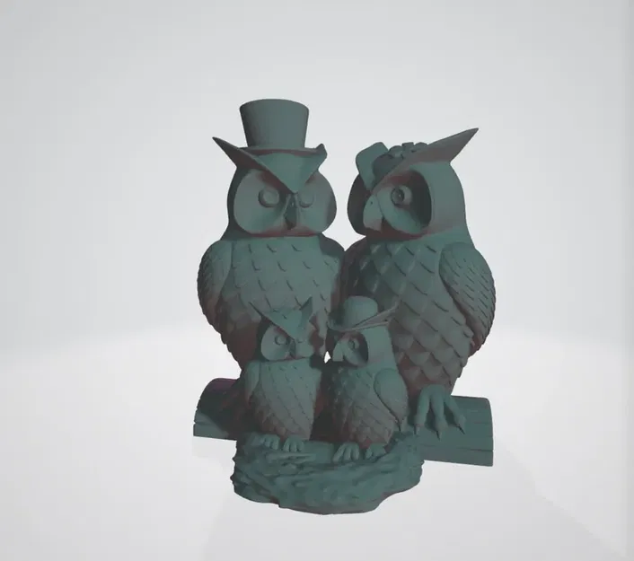 Gia đình cú mèo dễ thương in 3D - Image 2