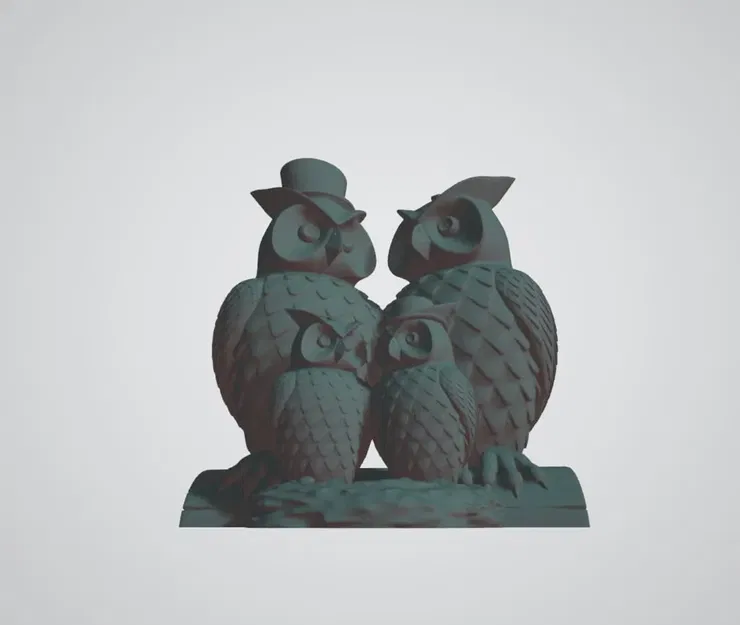 Gia đình cú mèo dễ thương in 3D - Image 3