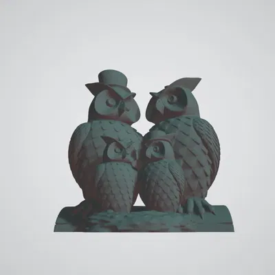 Gia đình cú mèo dễ thương in 3D