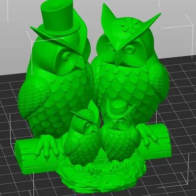 Gia đình cú mèo dễ thương in 3D