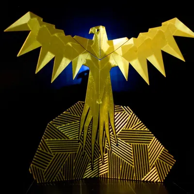 Mô hình phượng hoàng origami in trên vải nổi bật