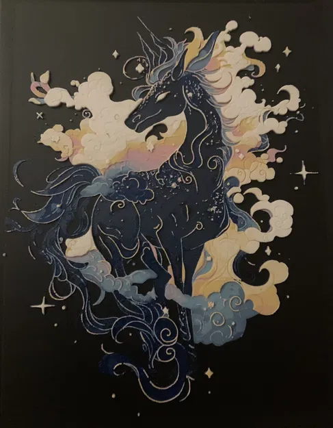 Kỳ lân không gian với màu sắc đa dạng cho in 3D - Image 1