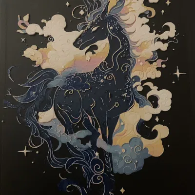 Kỳ lân không gian với màu sắc đa dạng cho in 3D