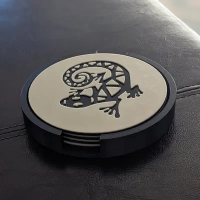 Bộ 4 miếng lót ly Gecko và giá đỡ