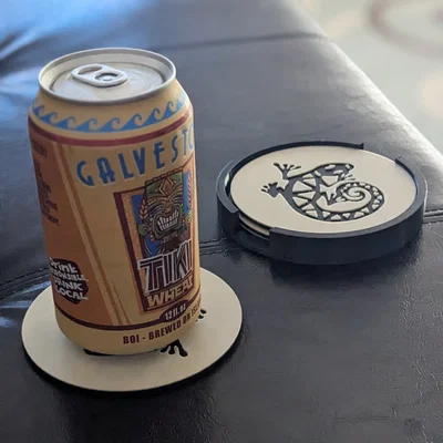 Bộ 4 miếng lót ly Gecko và giá đỡ