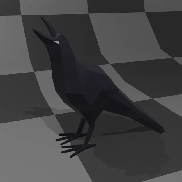 Mô hình quạ phong cách Low Poly giữ chìa khóa - Image 1