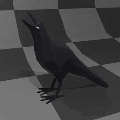 Mô hình quạ phong cách Low Poly giữ chìa khóa
