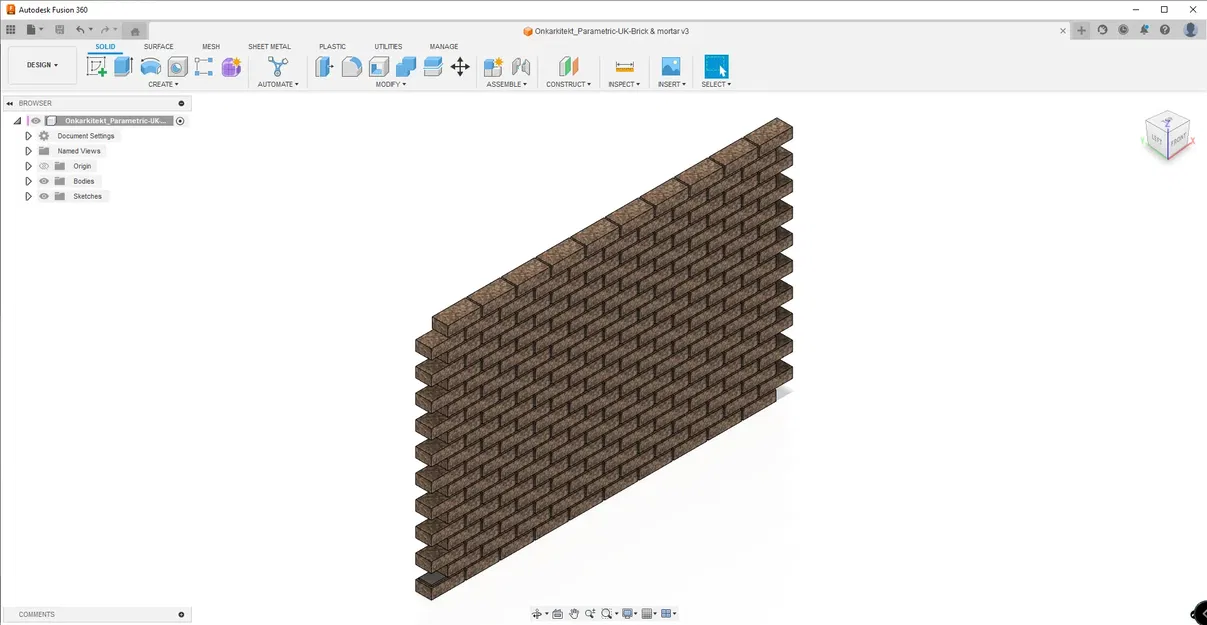 Tường gạch UK thiết kế tham số không vữa bằng Fusion 360 - Image 1