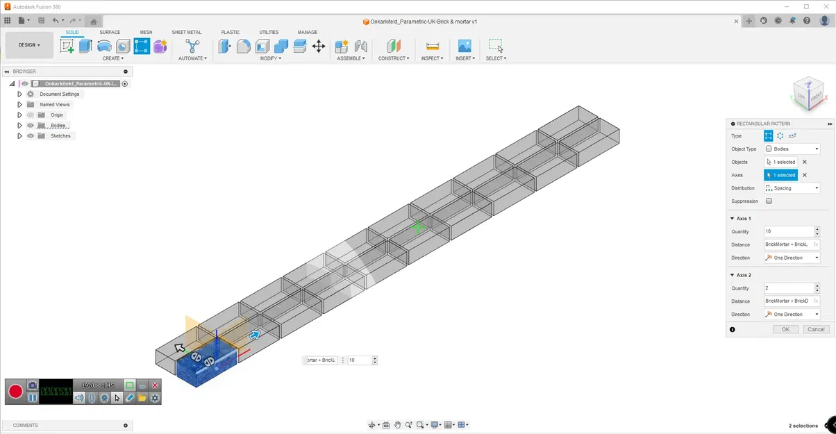 Tường gạch UK thiết kế tham số không vữa bằng Fusion 360 - Image 3