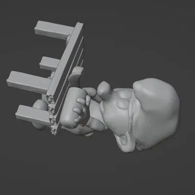 Nhân vật Smurf đang cắt thịt giăm bông