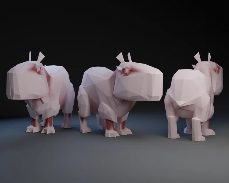 Mô hình capybara phong cách low poly nghệ thuật 3D - Image 2