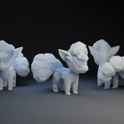 Vulpix phong cách Low Poly nghệ thuật 3D