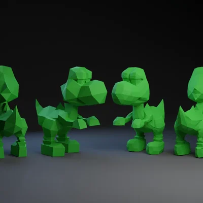 Yoshi phong cách Low Poly với hai phiên bản khác nhau