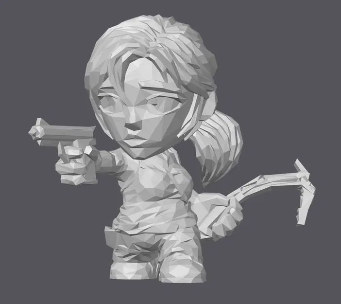 Nhân vật Lara Croft Toon Figurine LowPoly dễ thương - Image 1