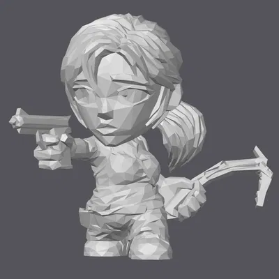 Nhân vật Lara Croft Toon Figurine LowPoly dễ thương