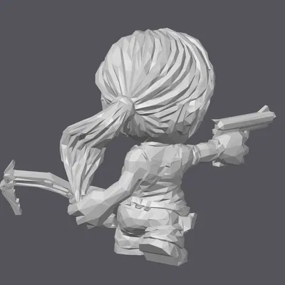 Nhân vật Lara Croft Toon Figurine LowPoly dễ thương