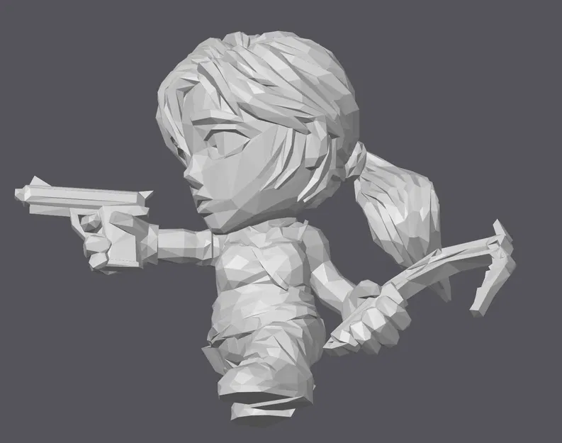 Nhân vật Lara Croft Toon Figurine LowPoly dễ thương - Image 3