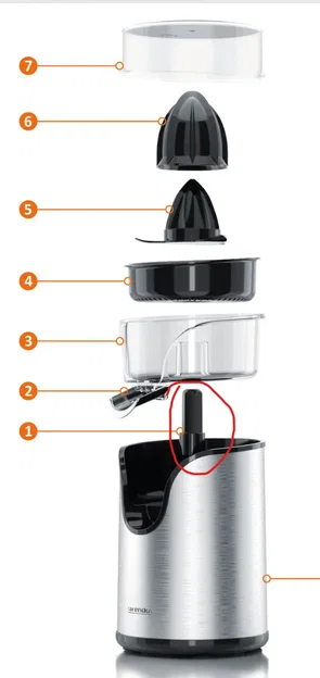 Trục động cơ thay thế cho máy vắt cam Arendo - Image 3