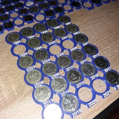 Giá đỡ trưng bày đồng kuna Croatia theo năm