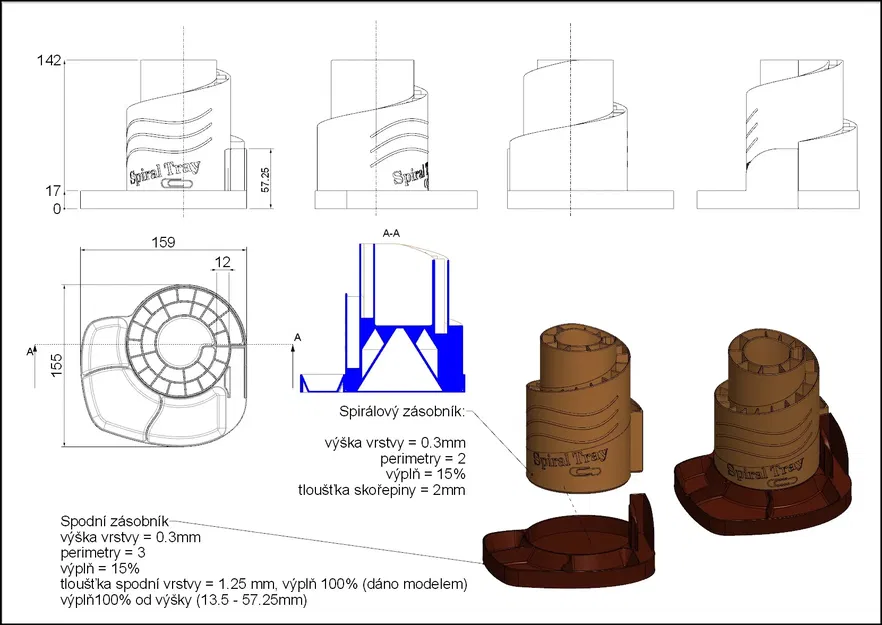 Giá đỡ văn phòng phẩm hình xoắn ốc với đế tách rời - Image 2