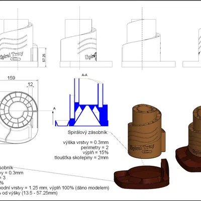 Giá đỡ văn phòng phẩm hình xoắn ốc với đế tách rời