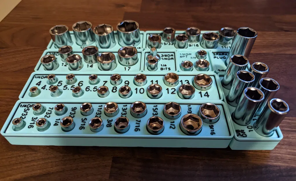 Bộ socket kích thước imperial 1/4" cho hệ thống Gridfinity - Image 2