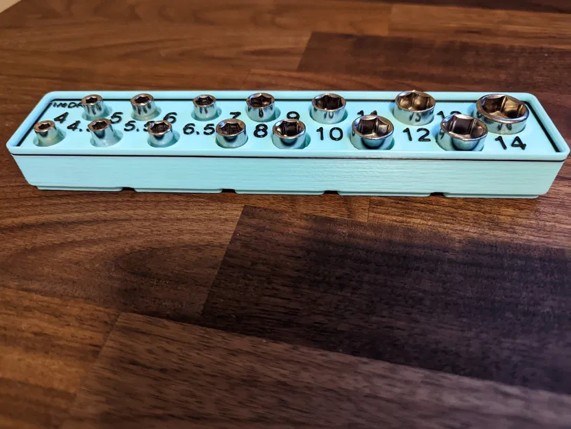 Bộ socket kích thước mét 1/4"DR cho hệ thống Gridfinity - Image 1