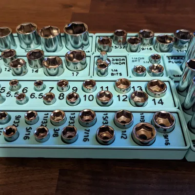 Bộ socket kích thước mét 1/4"DR cho hệ thống Gridfinity