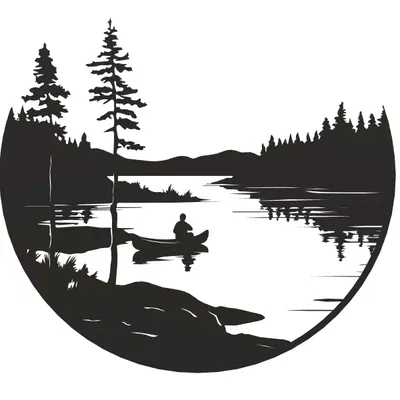 Người chèo thuyền đơn độc trong không gian yên tĩnh