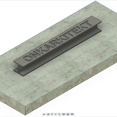 Mô hình I-Beam/H-beam với văn bản nổi trong Fusion 360