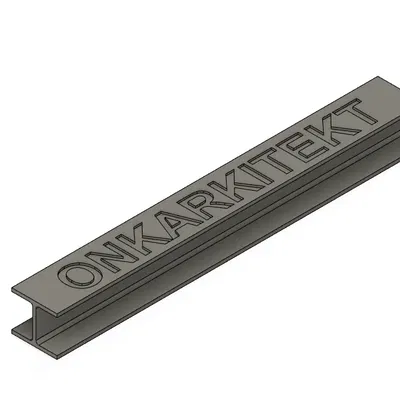 Mô hình I-Beam/H-beam với văn bản nổi trong Fusion 360