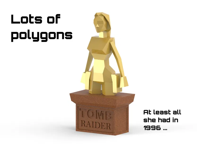 Tượng bán thân Lara Croft năm 1996 với phong cách Low Poly - Image 1