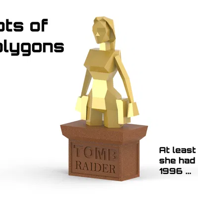 Tượng bán thân Lara Croft năm 1996 với phong cách Low Poly